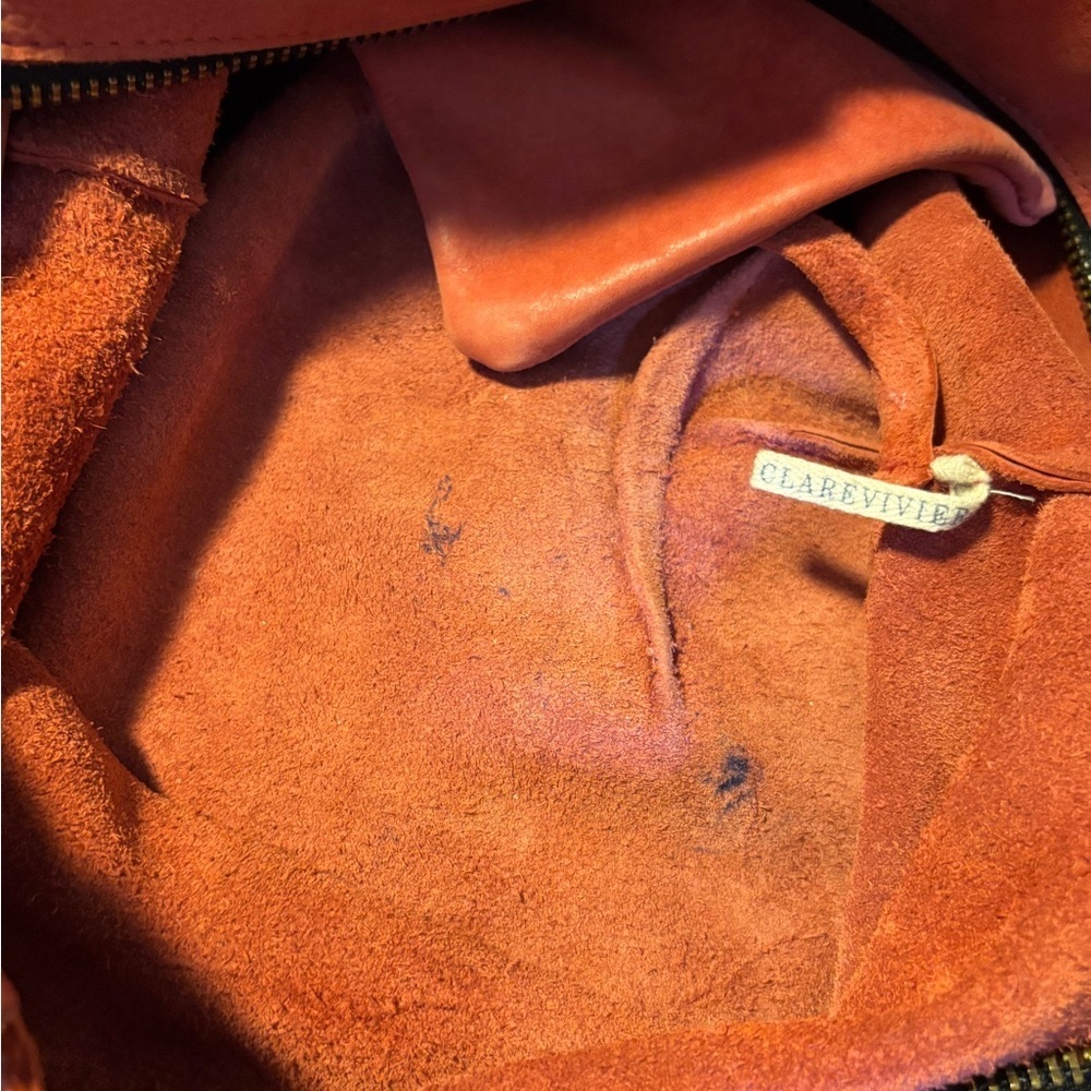Clare V Red Nubuck Leather Messenger Bag Vintage Clare Vivier - Picture 8 of 8